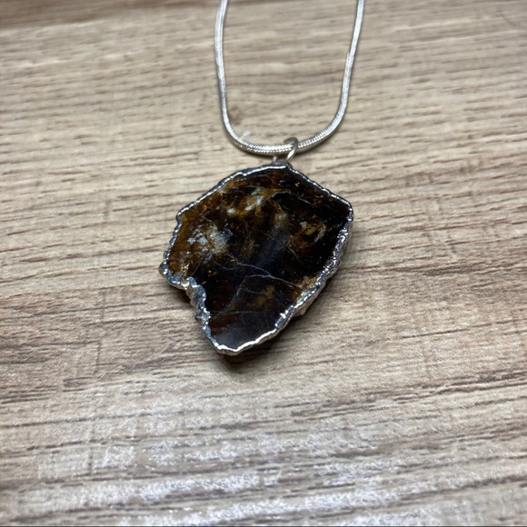 Hand Crafted Jewelry - Agate Sliced Electroform Pendant Necklace
